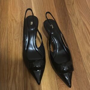 Zara Women's Black Slingback Heels